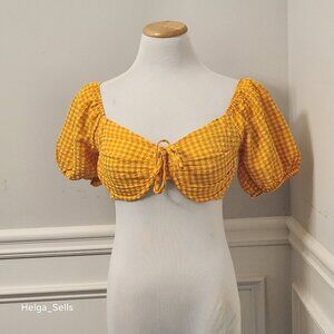 Wild Fable Orange Gingham Crop Top sz M